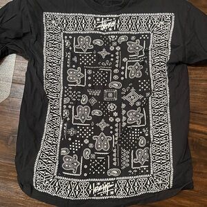 Stussy Black and White Graphic Long Sleeve Tee